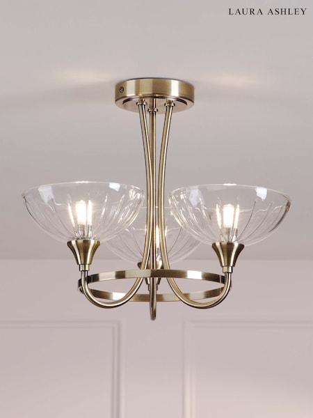Laura Ashley Brass Well Ham 3 Light Semi Flush (W88590) | £130