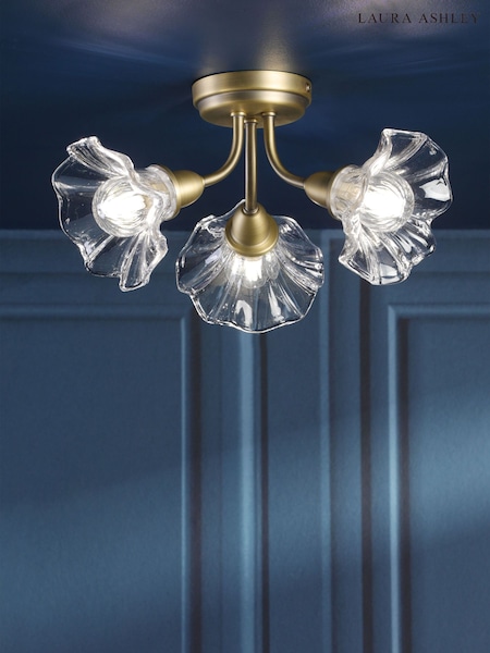 Laura Ashley Brass Kerswell 3 Light Semi Flush (W88592) | £99