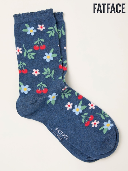 FatFace Navy Cherry Socks (W88692) | £7.50