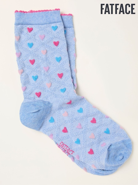 FatFace Blue Textured Heart Socks (W88693) | £7.50