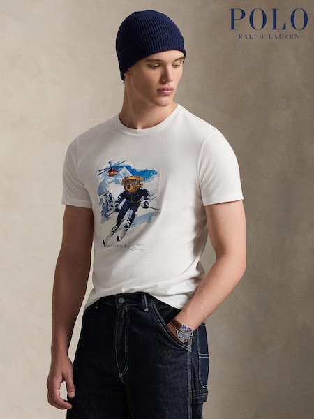 Polo Ralph Lauren White Holiday Bear Graphic T-Shirt (W88830) | £140