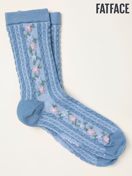 FatFace Blue Textured Floral Socks (W88945) | £7.50