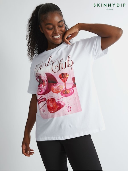 Skinnydip White Photographic Girls Club T-Shirt (W89048) | £24
