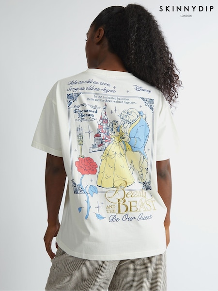 Skinnydip White Disney Beauty and The Beast Poster T-Shirt (W89067) | £24