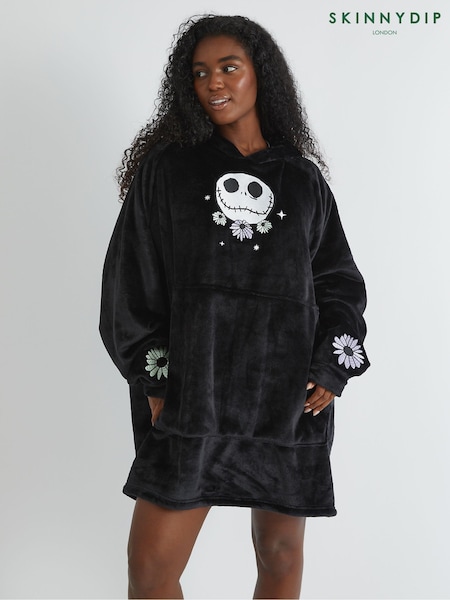 Skinnydip Black Disney Nightmare Before Christmas Embroidered Blanket Hoodie (W89090) | £38