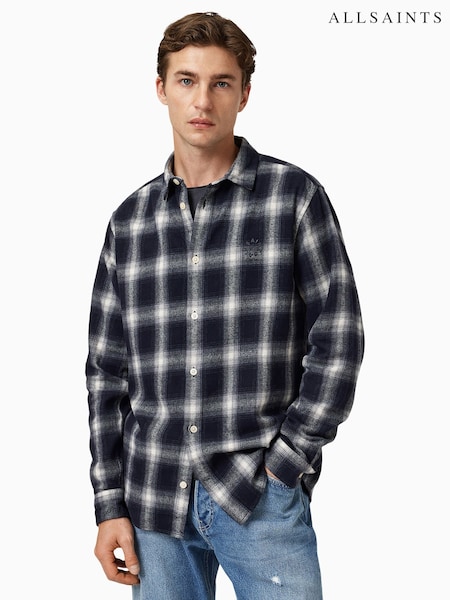 AllSaints Blue Haven Check Long Sleeve Shirt (W89324) | £109