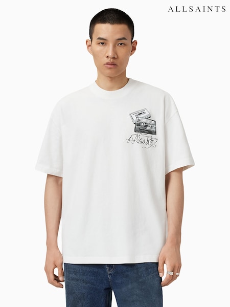 AllSaints White Reel Short Sleeve Crew T-Shirt (W89334) | £59