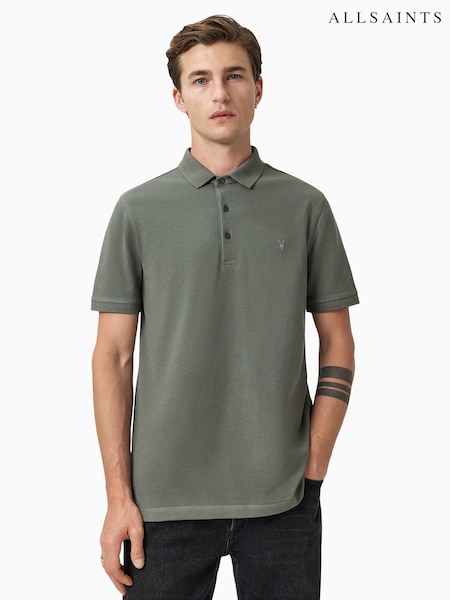 AllSaints Light Green Reform Shortsleeve Polo Shirt (W89346) | £69