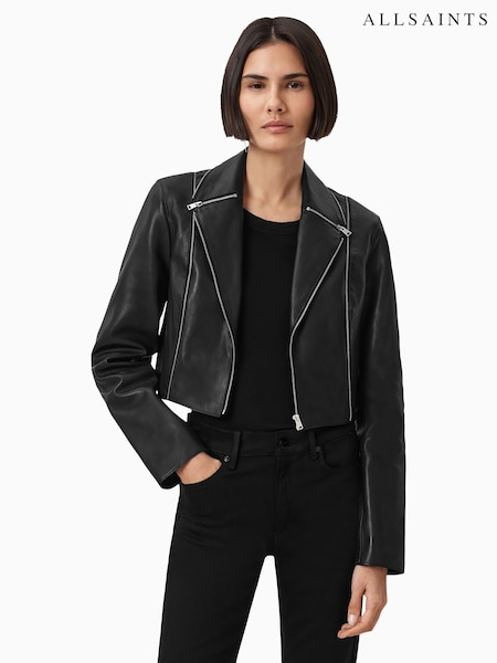 AllSaints Black Landers Biker Jacket (W89353) | £329
