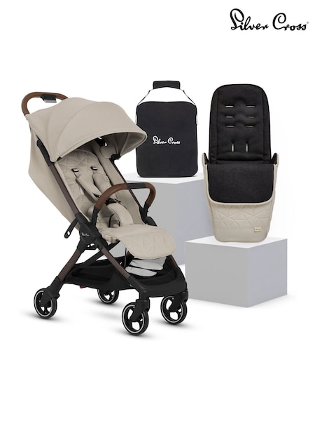 Silver Cross Natural Clic 2 Compact Stroller and Footmuff Bundle (W89373) | £370