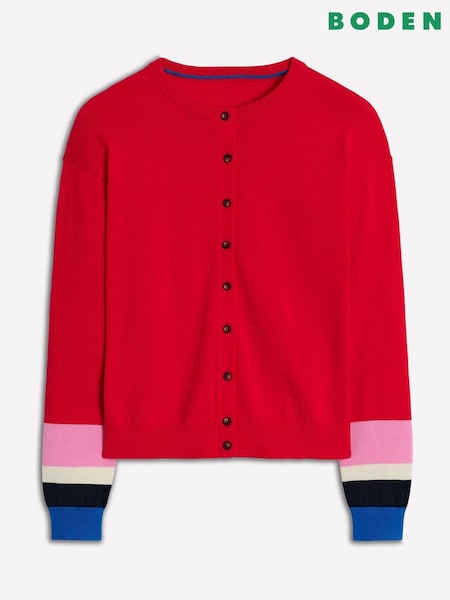 Boden Red Relaxed Lara Cotton Cardigan (W89420) | £80