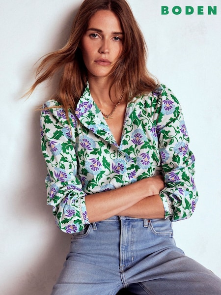 Boden Green Helena Cotton Top (W89447) | £80