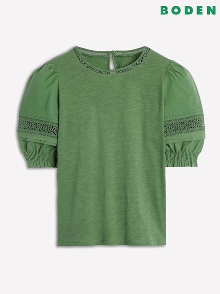 Boden Green Lottie Puff Sleeve Top (W89455) | £52