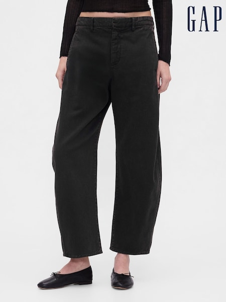 Gap Black Mid Rise Twill Barrel Trousers (W89461) | £50