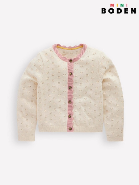 Boden Cream Everyday Scalloped Cardigan (W89523) | £25 - £29