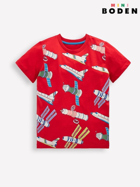 Boden Red 100% Cotton Glow In The Dark T-Shirt (W89555) | £17 - £19