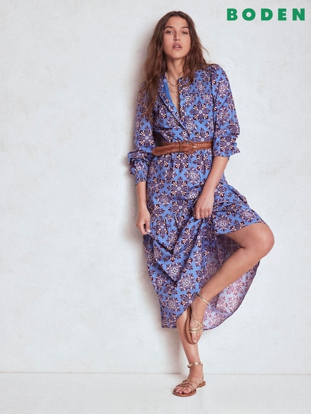 Boden Purple Cecily Cotton Midi Dress (W89563) | £136