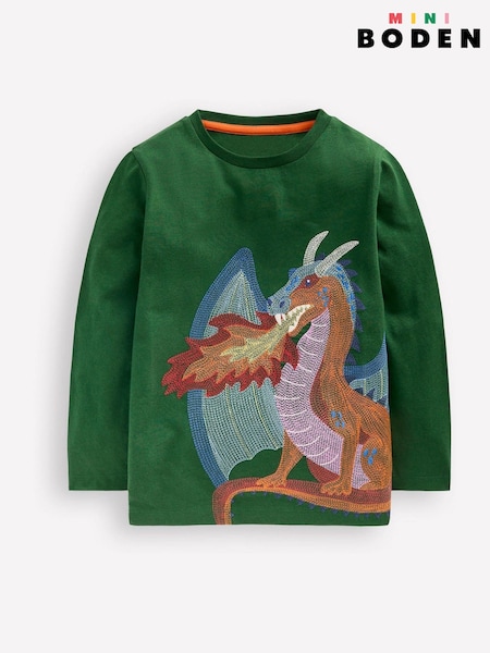 Boden Green Longsleeve Superstitch T-Shirt (W89571) | £19 - £21