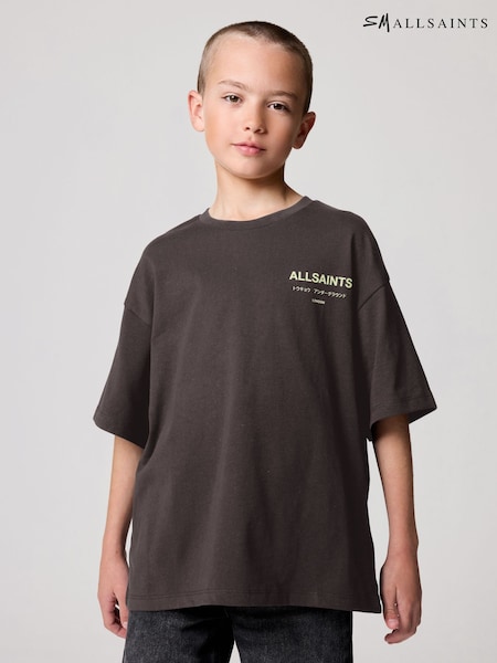 smALLSAINTS Brown/Lime Oversized Underground Crew Cotton T-Shirt (W89619) | £0