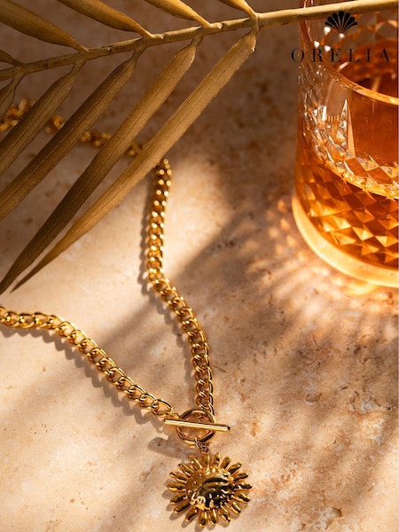 Orelia London Gold Tone Molten Sun & T-Bar Necklace (W89641) | £32