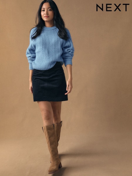 Navy Cord Mini Skirt (W89728) | £22