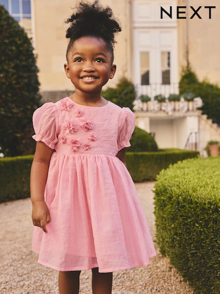 Pink Flower Corsage Dress (3mths-8yrs) (W89740) | £22 - £28