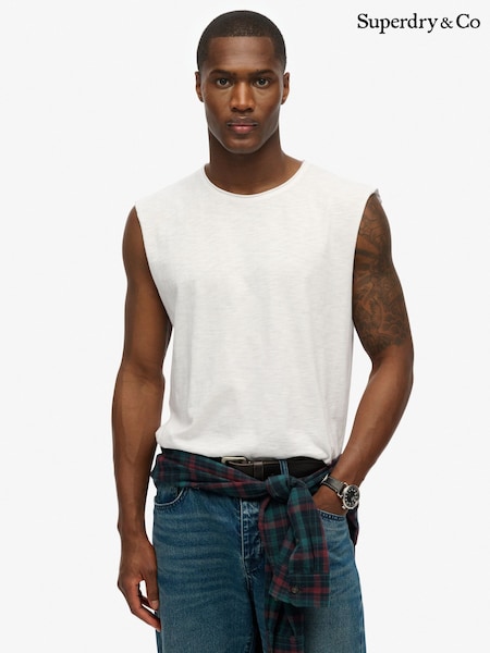 Superdry White Raw Edge Slub Tank Top (W89744) | £20
