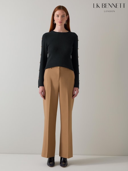 LK Bennett Blue Mirren Midnight Plain Shank Button Jumper (W89787) | £149