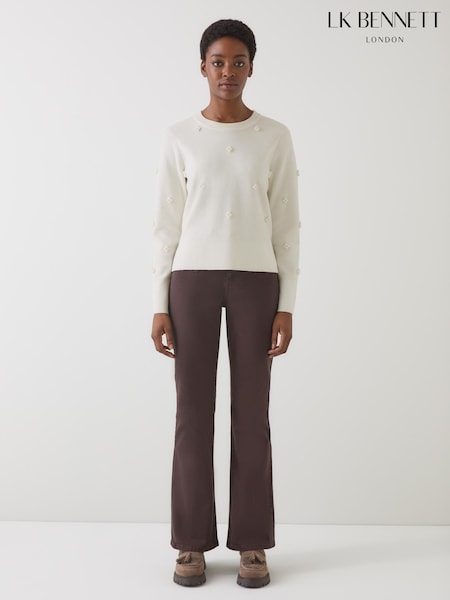 LK Bennett Cream Buttercup Pearl Beaded Milano Sweater (W89797) | £199
