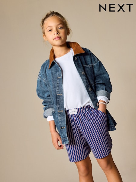 Navy/Red Stripe Textured Shorts (3-16yrs) (W89865) | £7 - £12