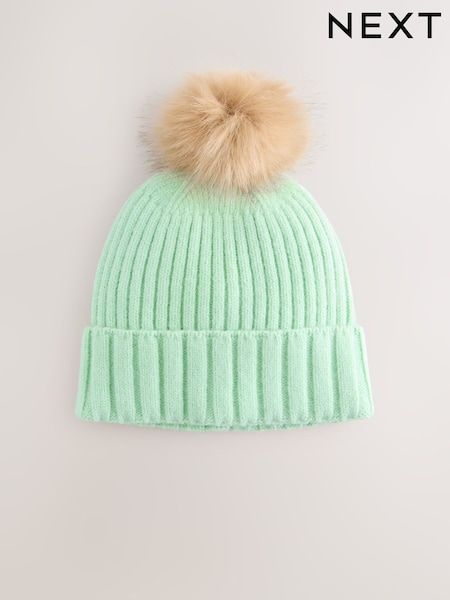 Spearmint Rib Knit Pom Hat (W89996) | £12