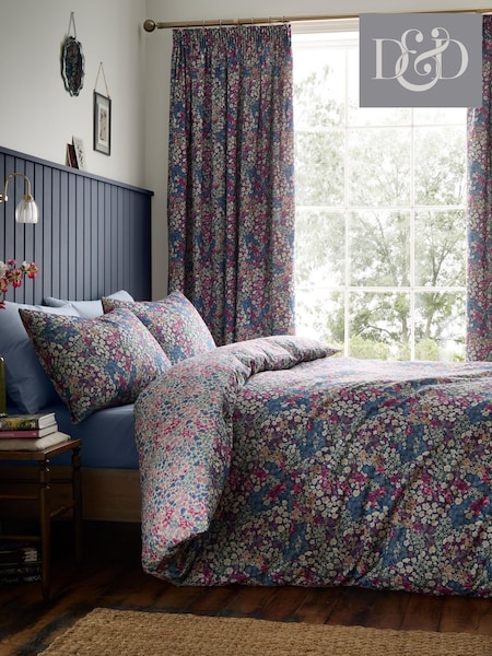 Dreams & Drapes Navy Bessie Reversible Duvet Cover Set (W90047) | £22 - £42