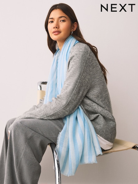 Blue Stripe Lightweight Scarf (W90058) | £18