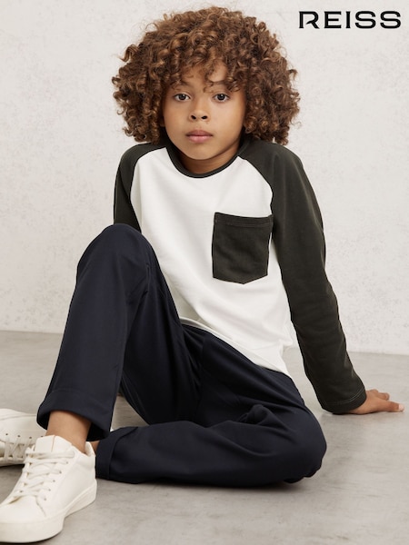 Reiss Green Hayes 3-9 yrs Cotton Colour-Block Long-Sleeve T-Shirt (W90076) | £20