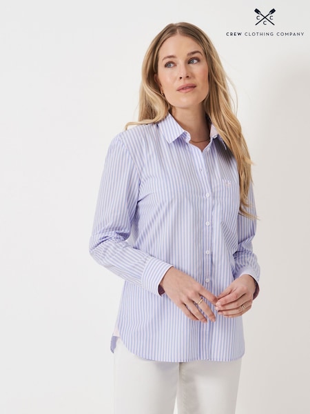 Crew Clothing Blue Cotton Poplin Shirt (W90086) | £59