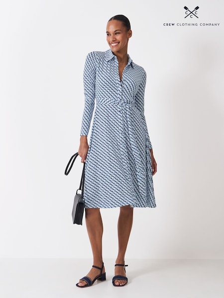 Crew Clothing Blue Emma Jersey Shirt Dress (W90087) | £75
