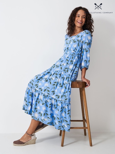 Crew Clothing Blue Lacy Square Neck Dress (W90099) | £79