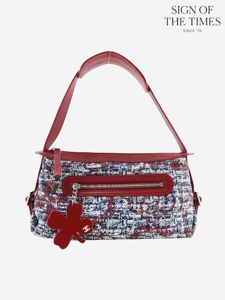 Sign of the Times Red 2005 Tweed Leather Shoulder Bag (W90107) | £0