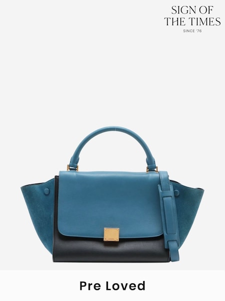 Sign of the Times Blue Trapeze Leather and Suede 2Way Bag (W90112) | £2,100