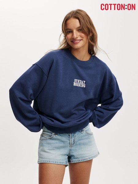 Cotton On Blue Classic Graphic Print Crew Sweatshirt (W90217) | £0