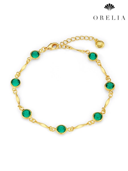 Orelia London Gold Tone Emerald & Bar Link Chain Bracelet (W90229) | £25