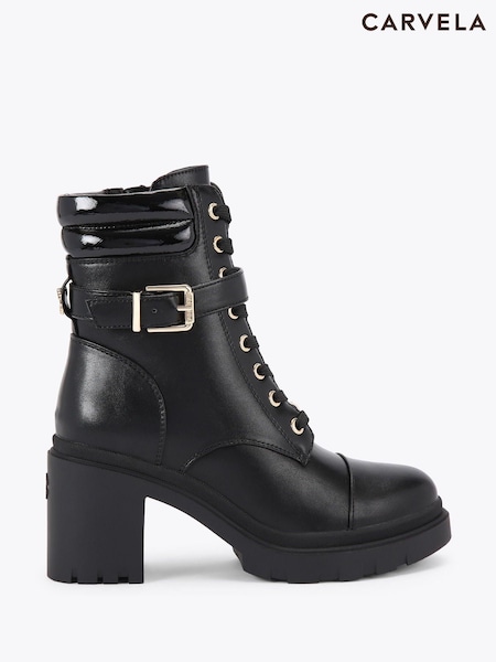 Carvela Boulder Heeled Lace-Up Black Boots (W90247) | £129