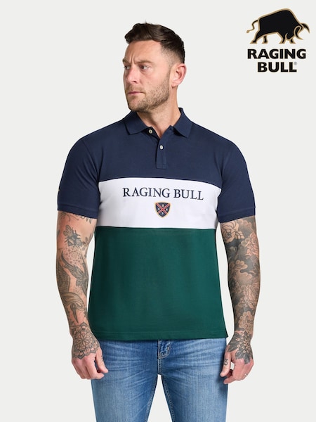 Raging Bull Green Cut & Sew Panel Pique Polo Shirt (W90287) | £60 - £65