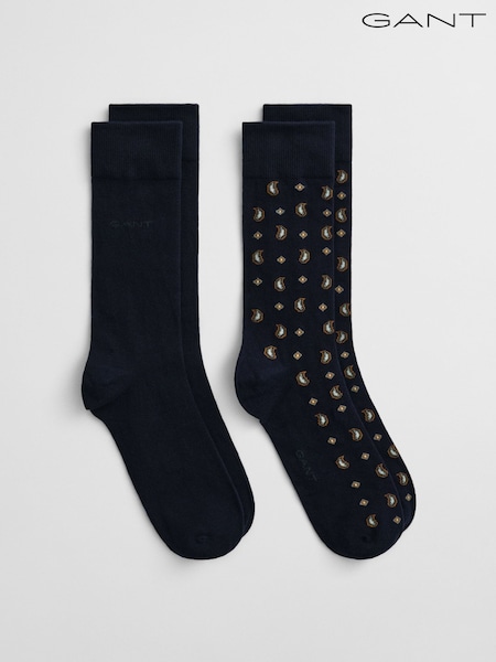 GANT Dark Blue Multi Stripe Socks Gift Box 2 Pack (W90369) | £25