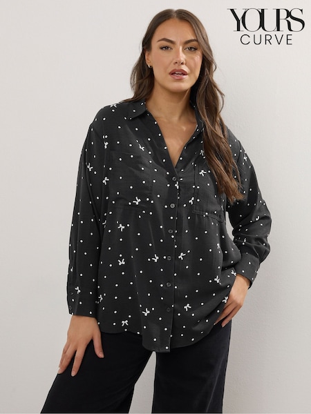 Yours Curve Black Long Sleeve Formal Blouse (W90481) | £29