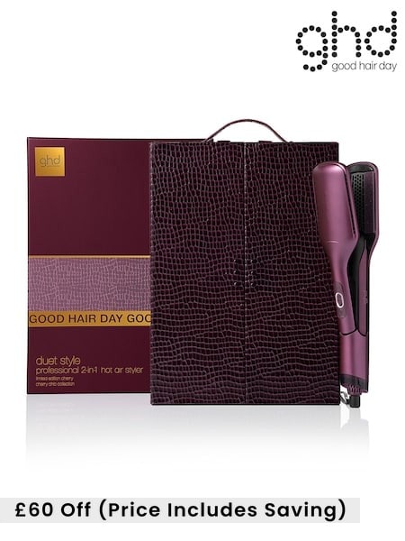 ghd Duet Style Hot Air Styler In Cherry With Sleek Talker And Paddle Brush (Worth £560) (W90563) | £339