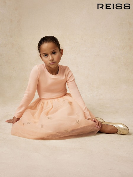 Reiss Pink Mari 9-13 yrs Star-Embroidery Tulle Dress (W90605) | £60
