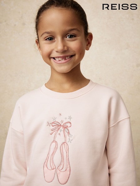 Reiss Pink Eliza Festive Car-Embroidered Sweatshirt (W90610) | £37