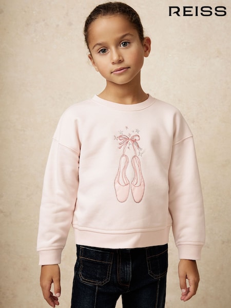 Reiss Pink Eliza Festive Car-Embroidered Sweatshirt (W90617) | £32