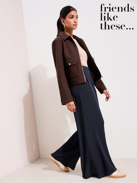 Friends Like These Navy Tie Waist Palazzo Trousers (W90624) | £39